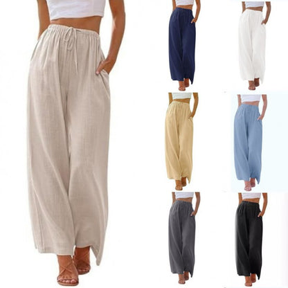 Wide palazzo pants for women with elastic waistband and side pockets Chic und Stil