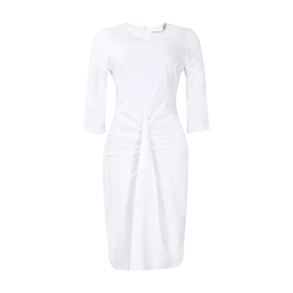 Robe ajustée pour femmes avec plis et manches 3/4 Chic und Stil
