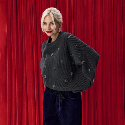 Pull en tricot oversize pour femmes avec des accents brillants Chic und Stil