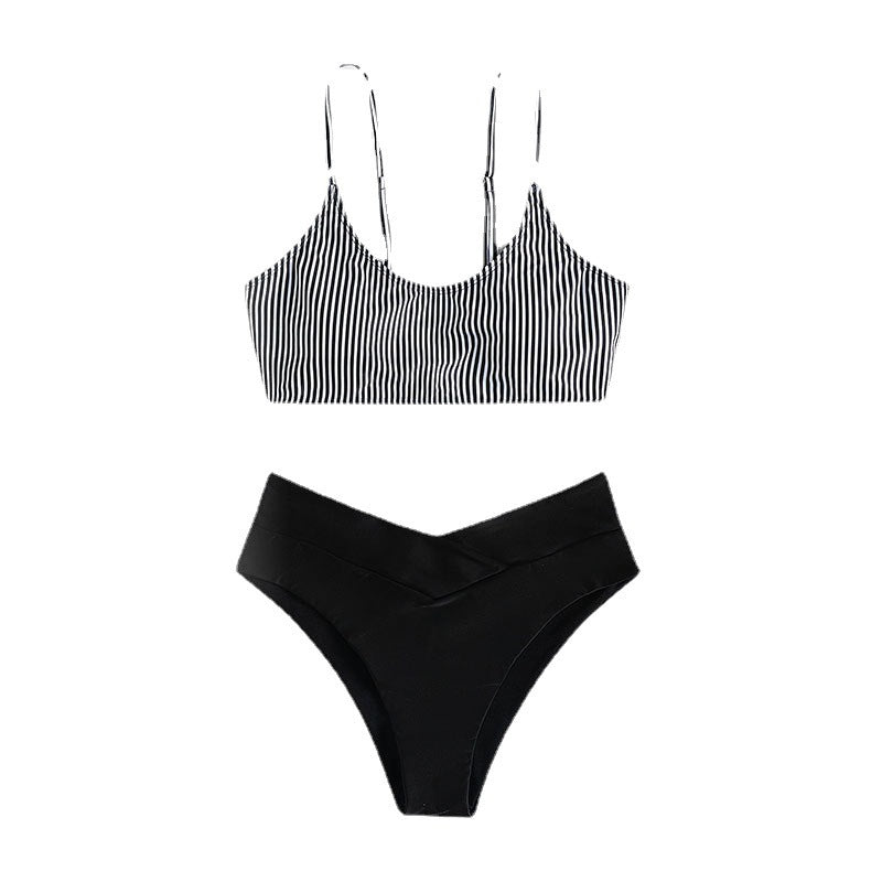 Dames Ensemble de bikini bralette rayé élégant Chic und Stil