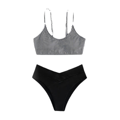 Dames Ensemble de bikini bralette rayé élégant Chic und Stil
