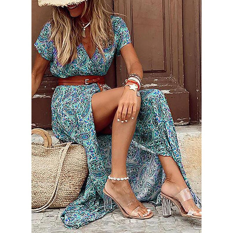 Robe maxi fleur pour femmes avec fente latérale haute Chic und Stil
