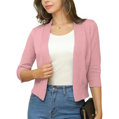 Dames cardigan décontracté avec devant ouvert et manches 3/4 Chic und Stil