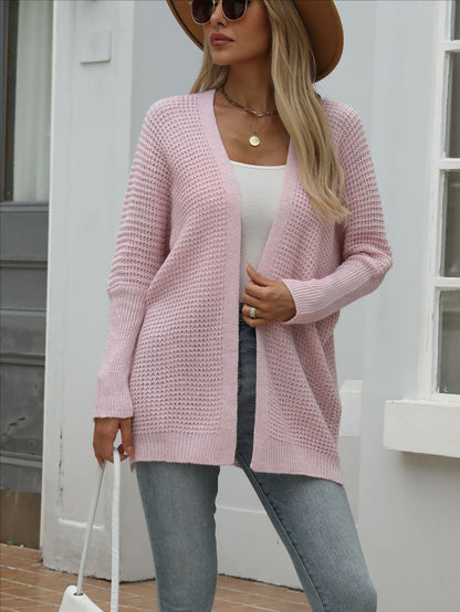 Dames Grand cardigan en tricot avec motif en nid d'abeille moderne et coupe ouverte Chic und Stil
