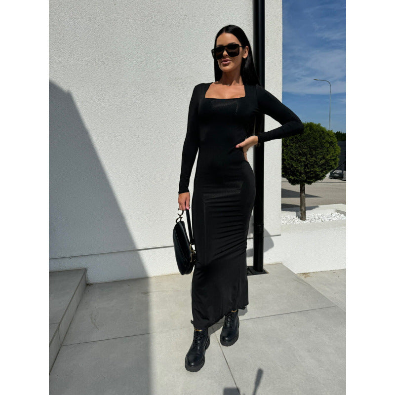 Robe Maxi à Manches Longues à Imprimé Animal pour Femme Chic und Stil