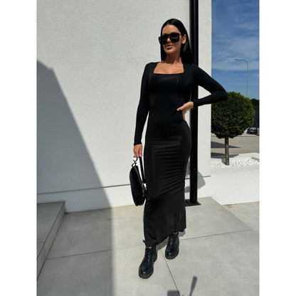 Robe Maxi à Manches Longues à Imprimé Animal pour Femme Chic und Stil