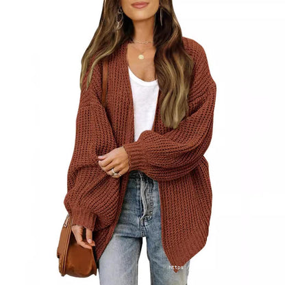 Dames Cardigan en gros tricot délicat avec des manches chatoyantes Chic und Stil