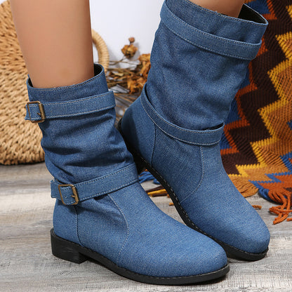 Bottines femmes avec design plissé à la mode et sangle réglable Chic und Stil