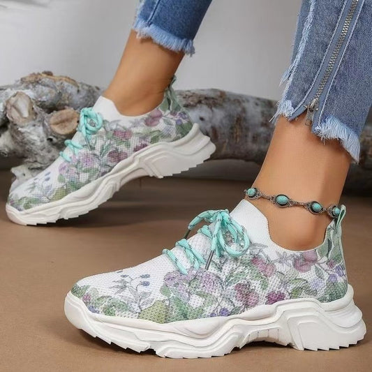 Baskets féminines à la mode avec design floral et semelle rembourrée Chic und Stil