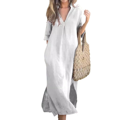 Robe maxi décontractée pour femme avec décolleté en V et fentes latérales Chic und Stil
