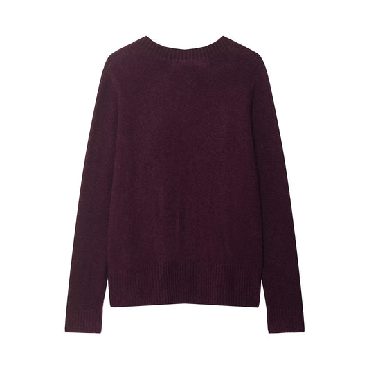 Pull femme à col en V en matériau tricot doux Chic und Stil