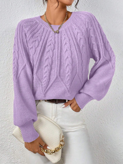 Pull en tricot pour femmes avec motif en torsades et manches larges Chic und Stil