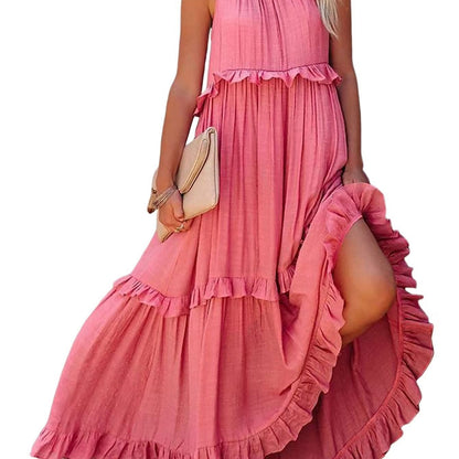 Robe maxi femme avec détails volantés et silhouette aérienne Chic und Stil