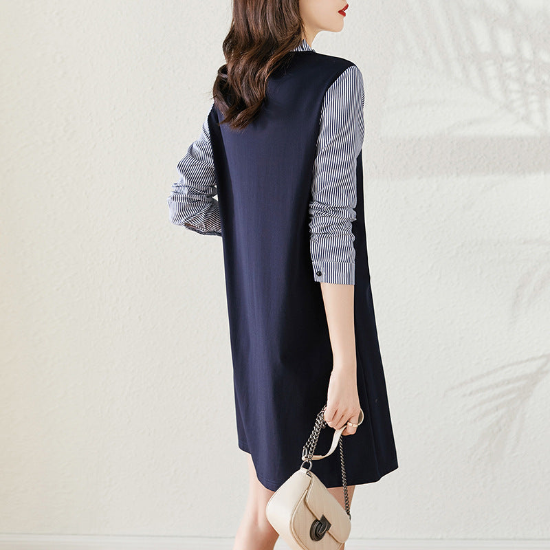 Robe décontractée à manches rayées pour femmes Chic und Stil