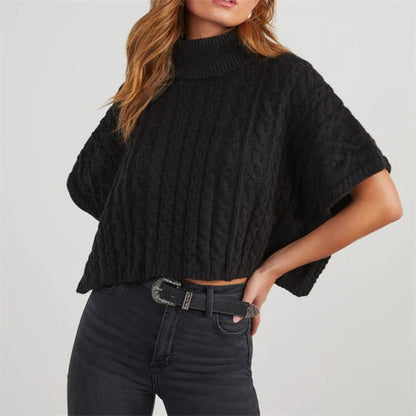 Pull élégant en tricot douillet pour femmes avec texture côtelée et col haut Chic und Stil
