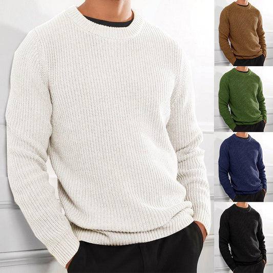 Pull en tricot pour hommes avec surface texturée et col ras du cou Chic und Stil