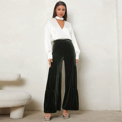 Loose plush pants for women with pleats and high waist Chic and Style