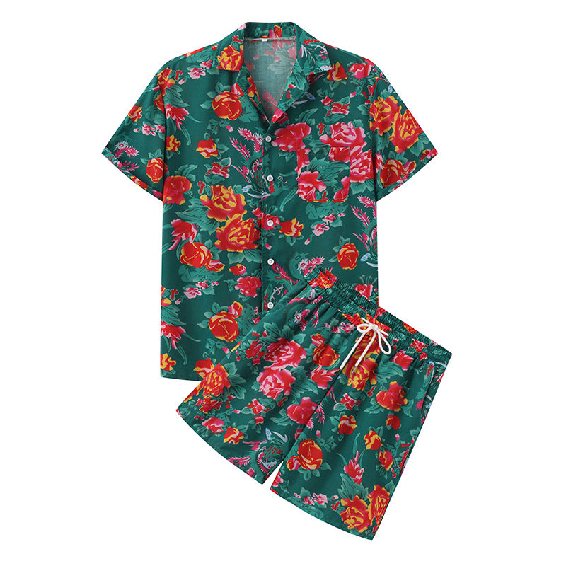 Ensemble d'été pour femmes avec chemise à manches courtes florale et shorts Chic und Stil