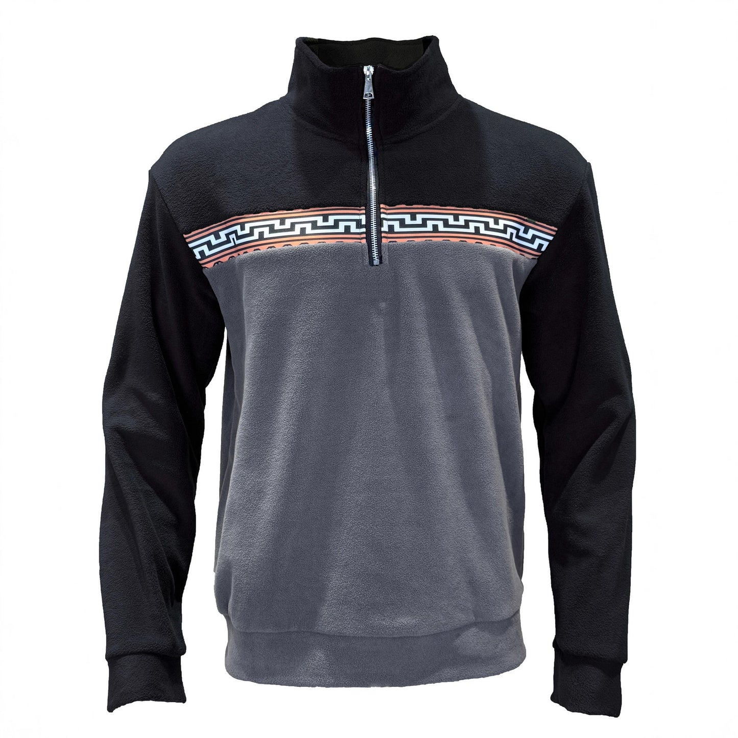 Men's fleece pullover with stylish high neck and contrasting pattern Chic und Stil