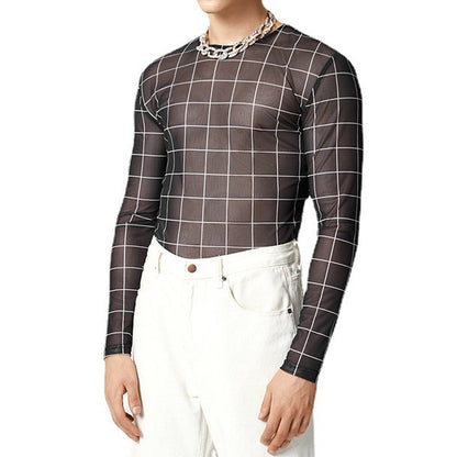 Haut en filet pour hommes avec un motif à carreaux moderne et un tissu respirant Chic und Stil