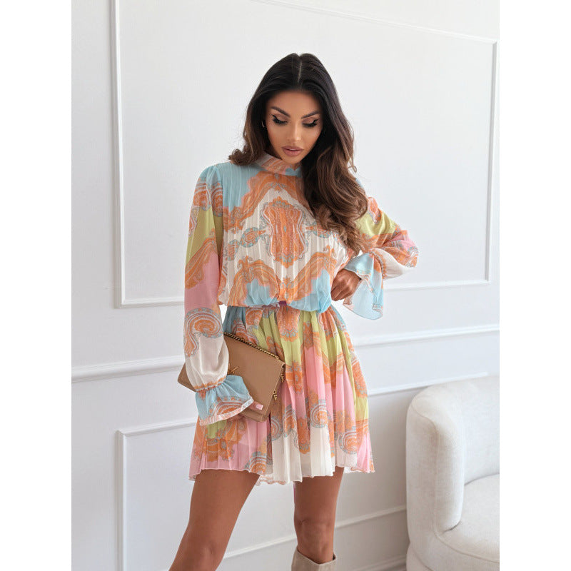 Femmes Robe Mini Plissée Élégante Chic und Stil