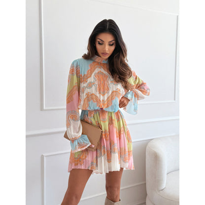 Femmes Robe Mini Plissée Élégante Chic und Stil