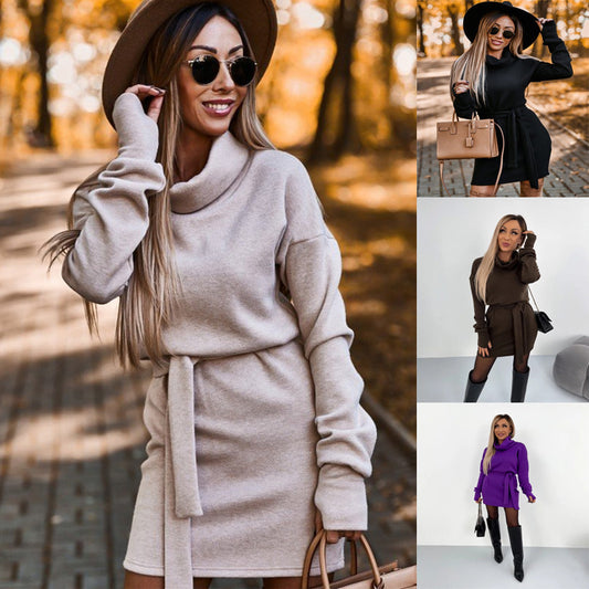 Robe mini à col drapé pour femmes Chic und Stil