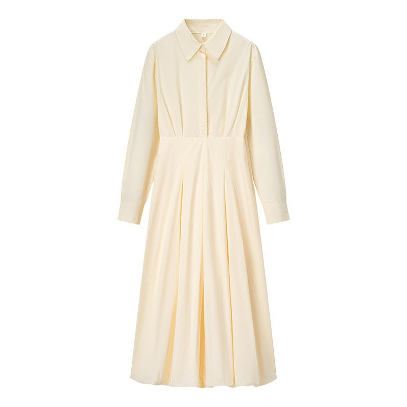 Robe chemise élégante pour femmes avec des plis tendance et des manches longues Chic und Stil