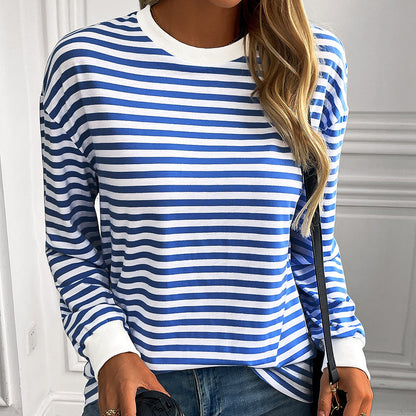 Pull à manches longues rayé pour femmes avec coupe décontractée Chic und Stil