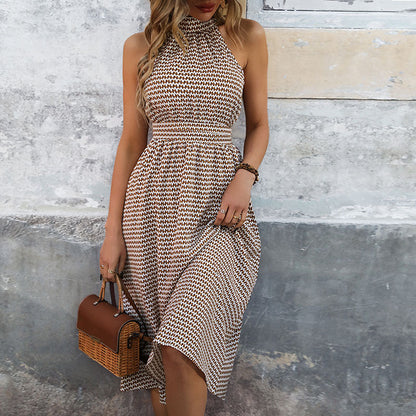 Robe midi à dos nu pour femmes avec des détails froncés Chic und Stil