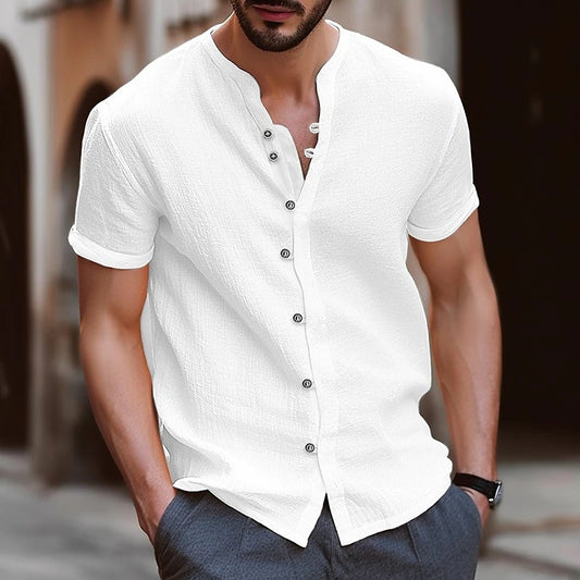 Chemise à manches courtes structurée pour hommes avec boutons Chic und Stil