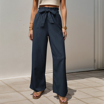 High-waisted wide-leg pants for women with bow detail Chic und Stil