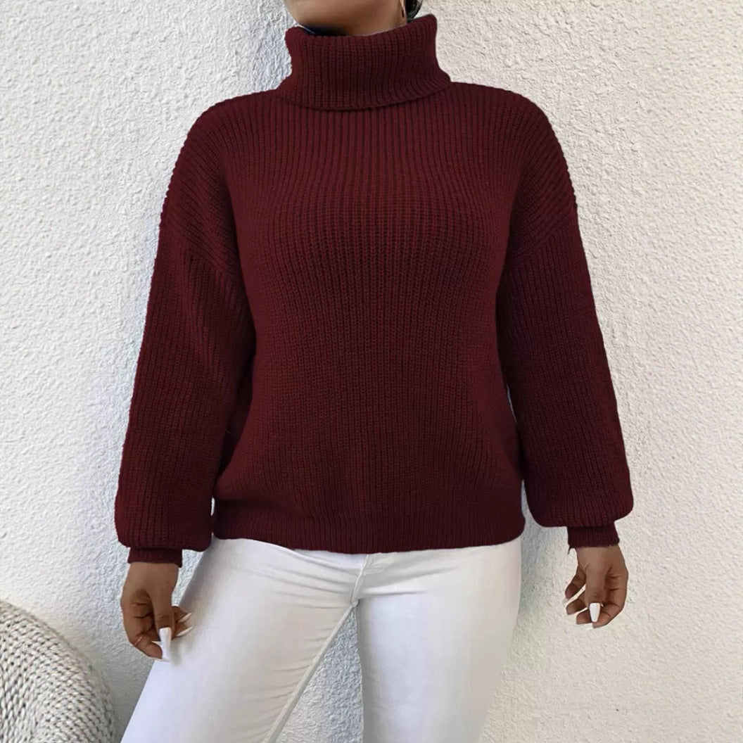 Dames Pull chunky confortable avec col roulé et tricot texturé Chic und Stil