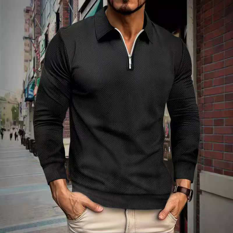Fleece pullover for men with a high collar and an innovative structured design Chic und Stil