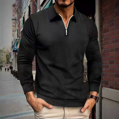 Fleece pullover for men with a high collar and an innovative structured design Chic und Stil