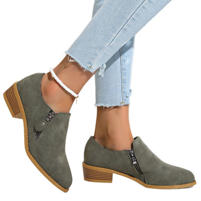 Bottines biker pour femmes avec fermeture éclair à la mode et semelle confortable Chic und Stil