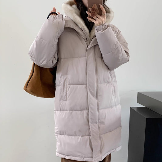 Dames élégant parka d'hiver rembourré avec col en fausse fourrure et poches pratiques Chic und Stil