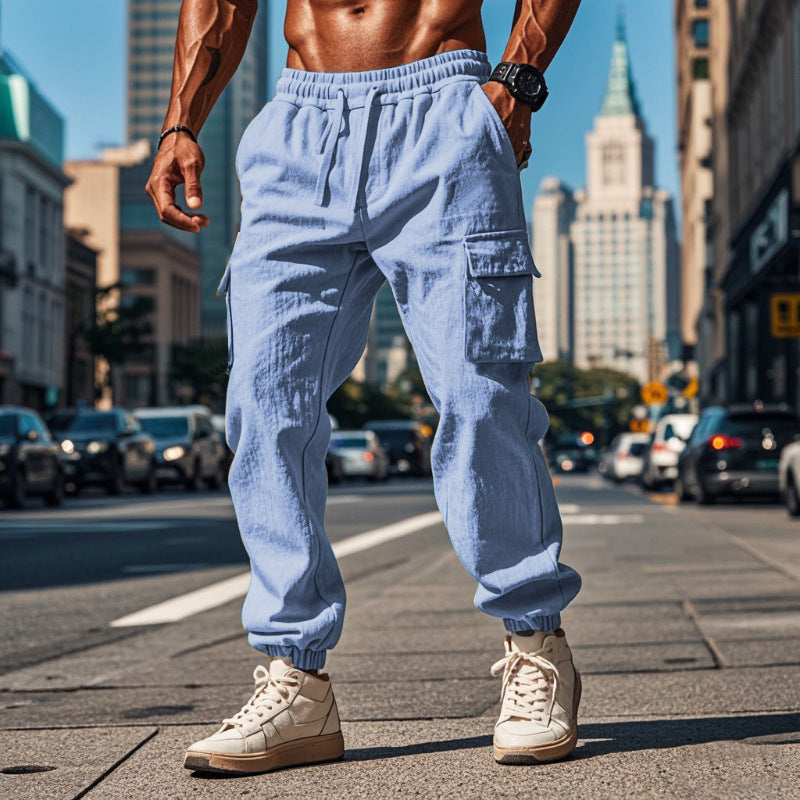 Men's cargo pants with elastic waist and practical side pockets Chic and Style
