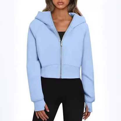 Veste à capuche cropped pour femmes avec fermeture éclair intégrale Chic und Stil