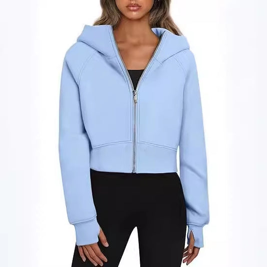 Veste à capuche cropped pour femmes avec fermeture éclair intégrale Chic und Stil