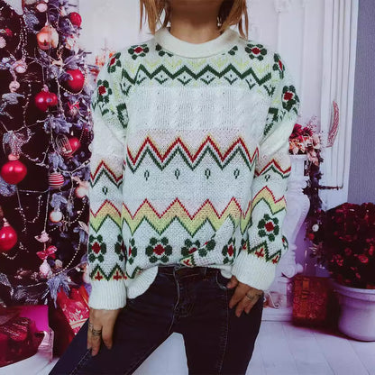 Pull en tricot élégant pour femmes avec motif nordique Chic und Stil