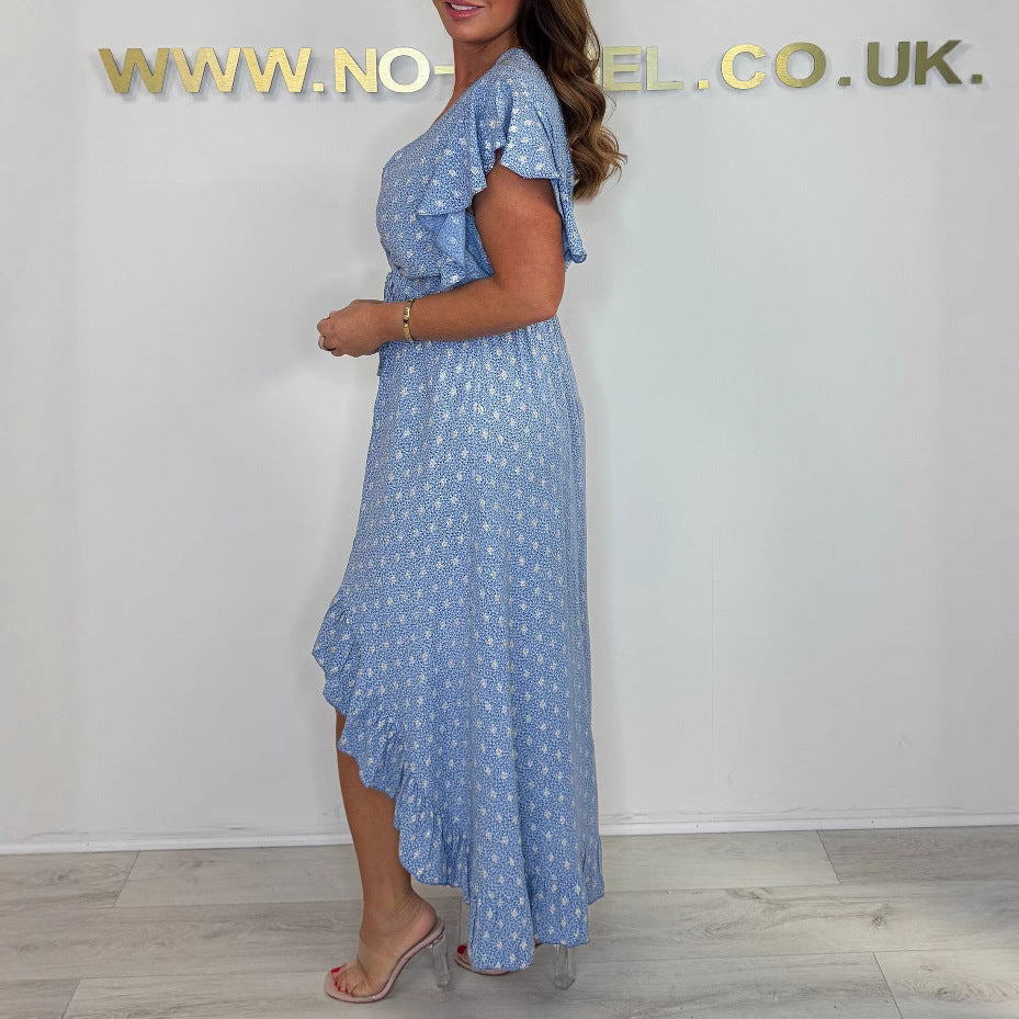 Robe à volants wrap asymétrique pour femme Chic und Stil
