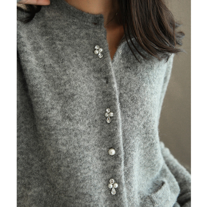 Cardigan en laine douce à boutons pour femmes Chic und Stil