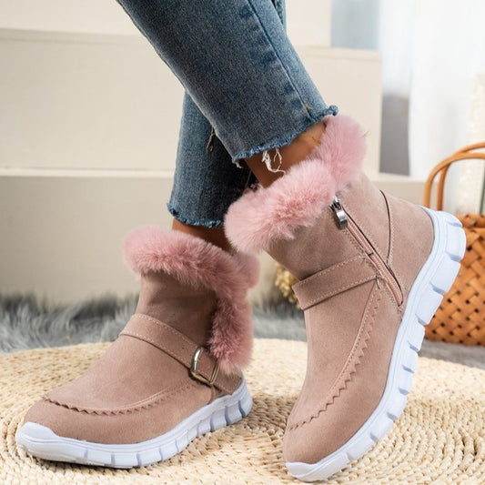 Bottes d'hiver pour femmes doublées avec fermeture éclair confortable et boucle décorative Chic und Stil