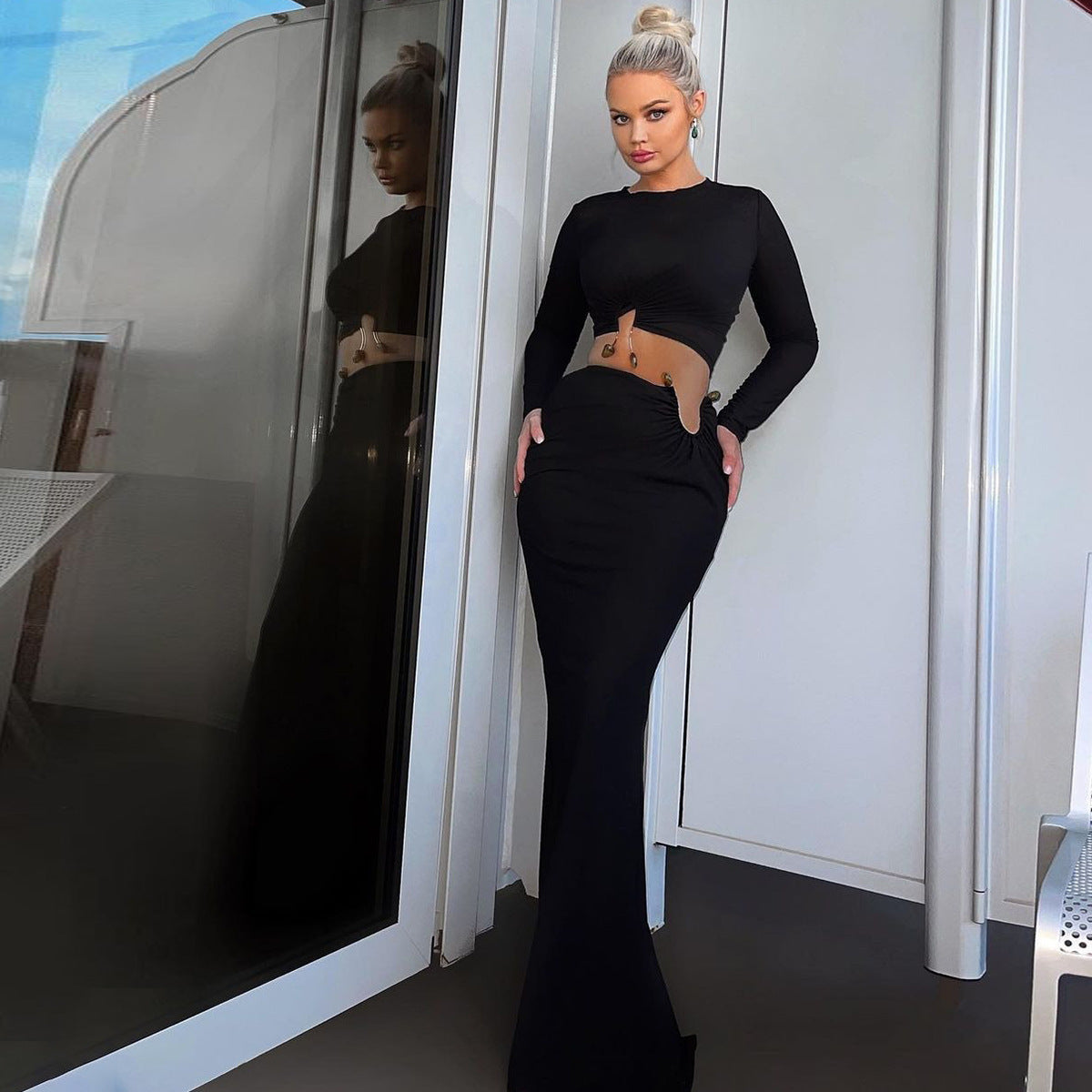 Robe midi élégante pour femmes avec des détails de découpe innovants Chic und Stil