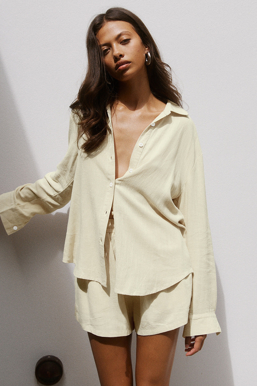 Femmes Ensemble de blouses à manches courtes et de shorts décontracté Chic und Stil