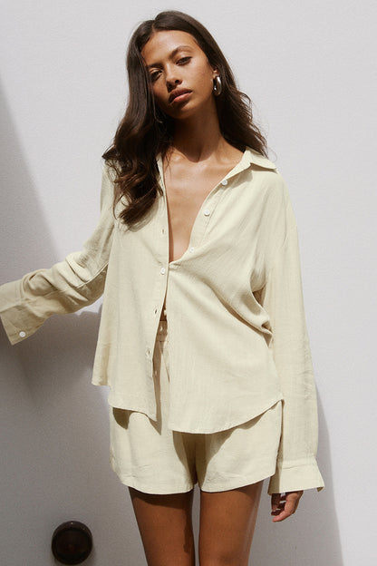 Femmes Ensemble de blouses à manches courtes et de shorts décontracté Chic und Stil