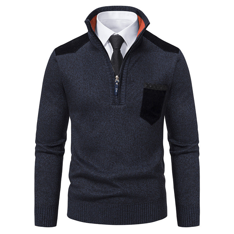 Fashionable men's pullover with short zipper and elegant details Chic and Style