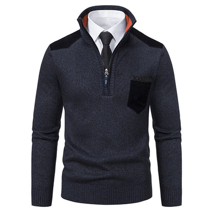 Fashionable men's pullover with short zipper and elegant details Chic and Style