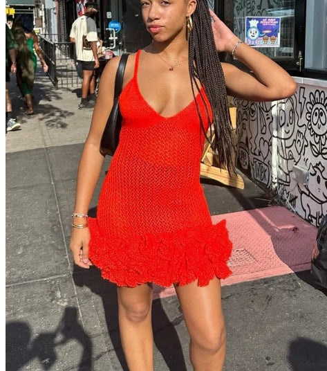 Robe en tricot pour femmes avec détails à volants Chic und Stil